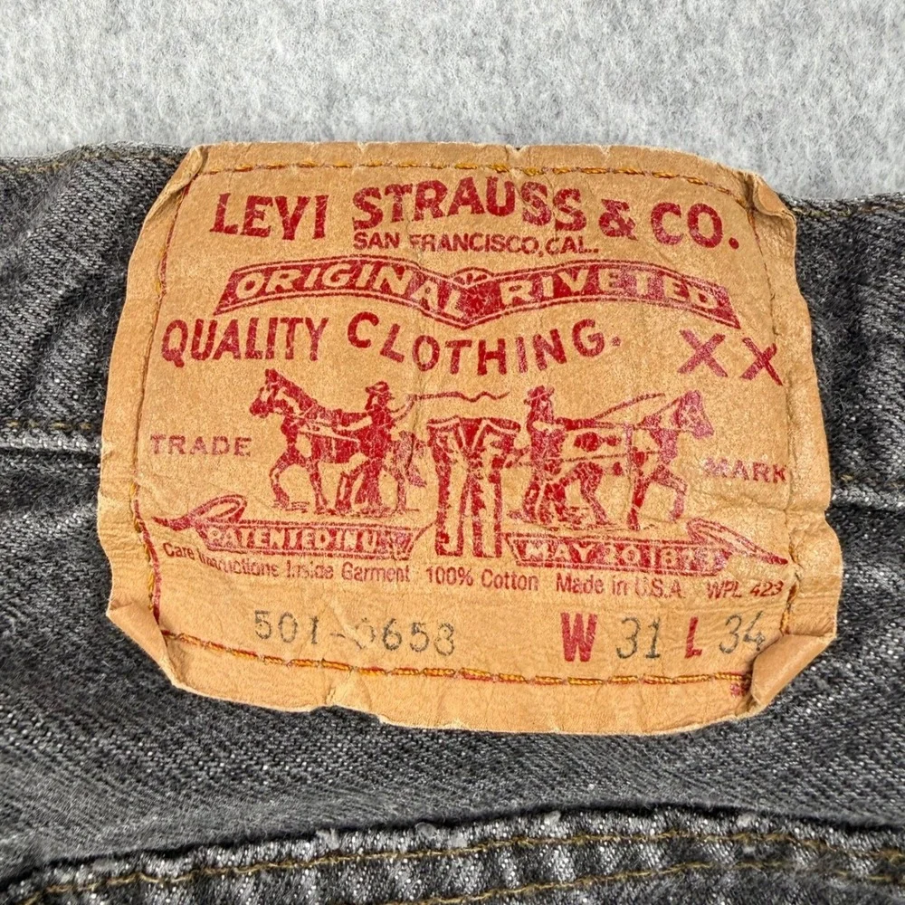 Vintage‎ Levis 501 Jeans Mens Fits 30x32 Black Button Fly 501-0658 Made in USA
